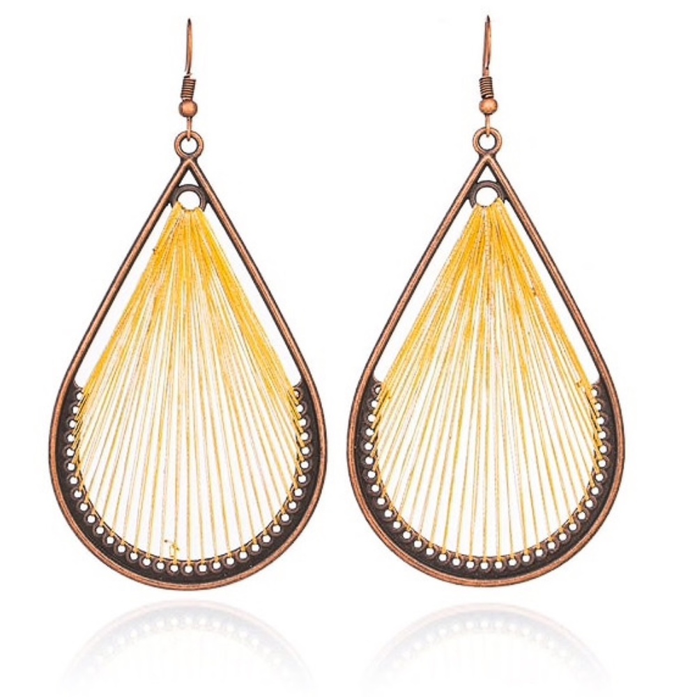 Peruvian Handmade Silk Thread Dangle Earrings NWT